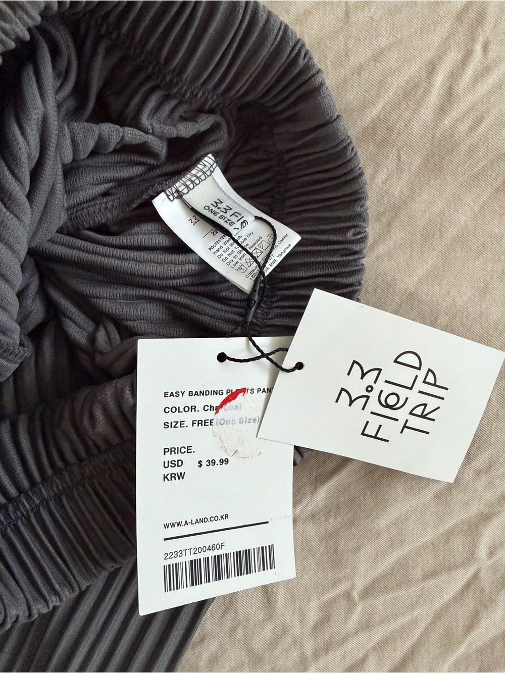 3.3 Field Trip Wide-Leg Pleated Pants in Charcoal Gray - Picture 2 of 3
